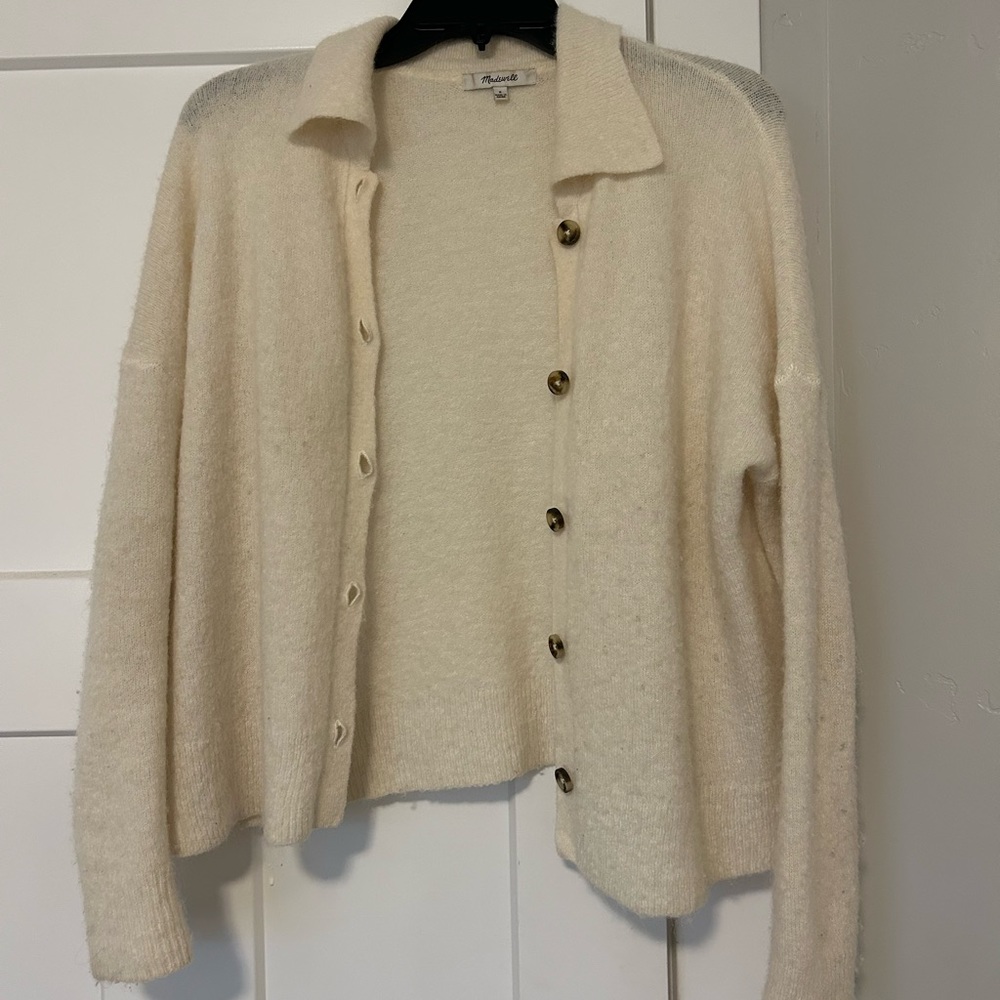 Madewell white long sleeve cardigan